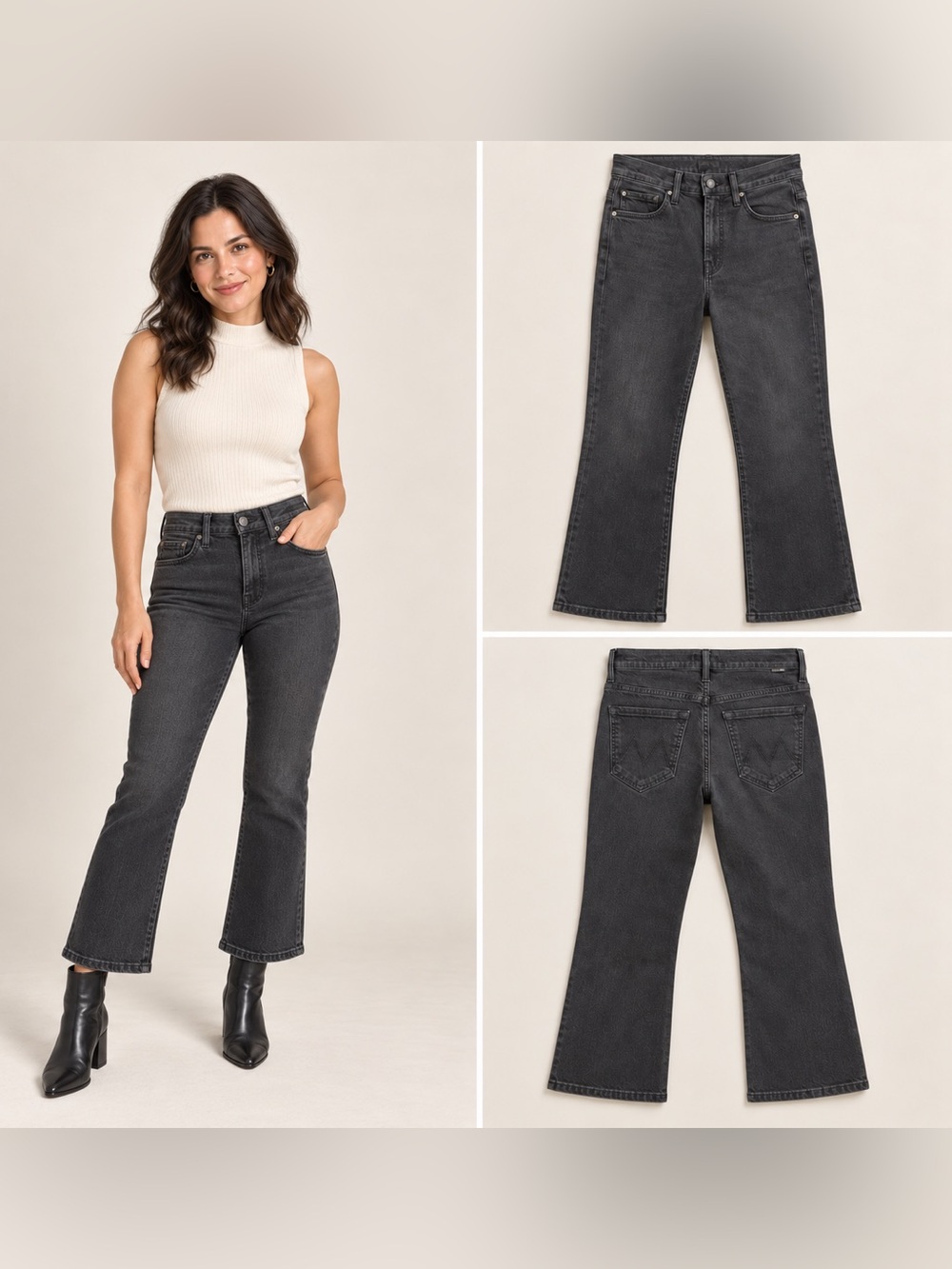 MOTHER The Insider Crop High Rise Bootcut Jeans Not Guilty Black Size 23